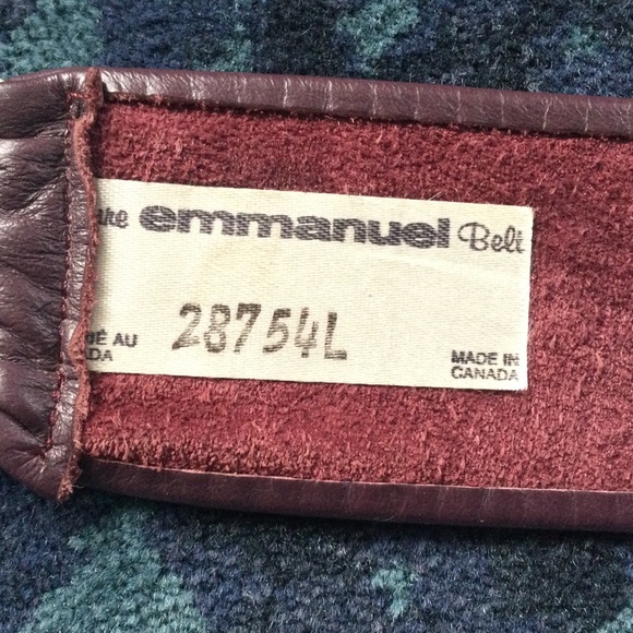 Vintage Emmanuel Leather Suede Belt Made in Canada Burgundy Adjustable Small/Med - Picture 2 of 13